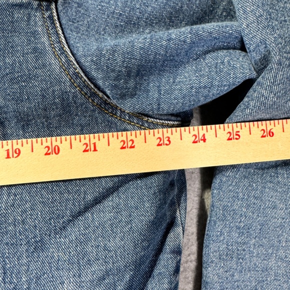 Lee Denim Jacket Mens L Faux Fur Linen Collared Jean Pockets Warm Button Up - Picture 6 of 10